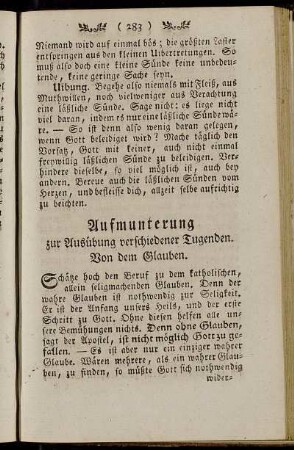 Aufmunterung zur Ausübung verschiedener Tugenden