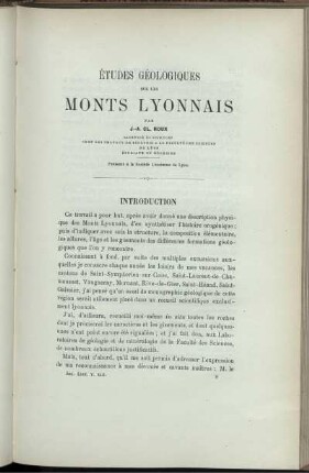 Études Géologiques Sur Les Monts Lyonnais