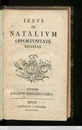 Iesvs Ex Natalivm Opportvnitate Messias
