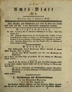 Amtsblatt der Regierung in Stettin. 1842 = Jg. 32