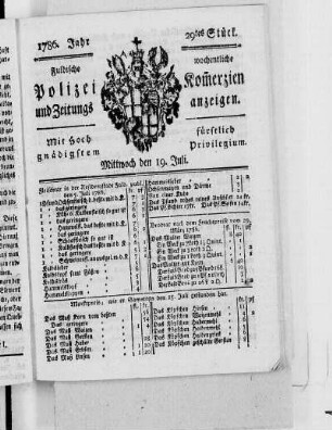 29tes Stück., Ausgabe vom 19. Juli 1786