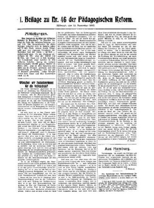 Wünschen wir Fachlehrerinnen für die Volksschule? : 1. Beilage zu Nr. 46 der Pädagogischen Reform