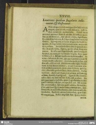 XXVIII. Locutiones quaedam singulares inducuntur, & illustrantur