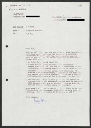 Brief an Pål Christian Moe, 04.07.1992