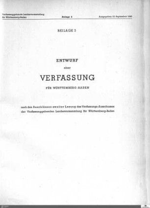 Verfassungsentwurf Württemberg-Baden