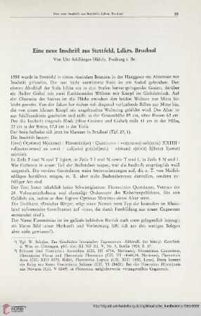 Eine neue Inschrift aus Stettfeld, Ldkrs. Bruchsal