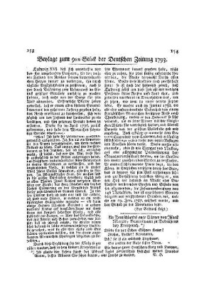 Beylage zum 9ten Stück der Deutschen Zeitung 1793