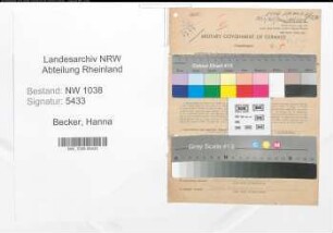 Entnazifizierung Hanna Becker , geb. 14.11.1914 (Sportlehrerin)