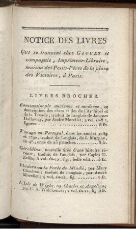 Notice de Livres.