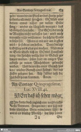 Am Sontage Quinquagesimae. Luc. XVIII, 41