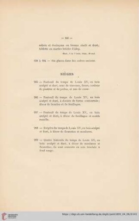 Sièges (Nr. 205 - 219)