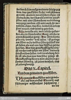 Das X. Capitel. Von dem gemainen quecksilber.