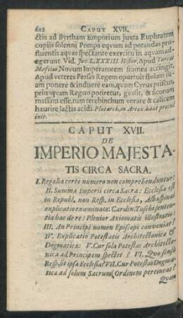 Caput XVII. De Imperio Maiestatis Circa Sacra