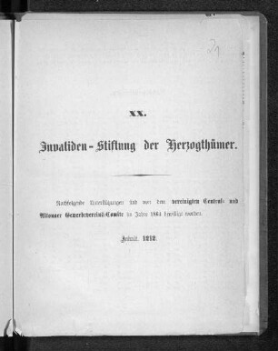 XX. Invaliden-Stiftung der Herzogthümer.