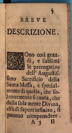Breve descrizione dell'eccellenze dell'augustissimo sacrificio della santa messa