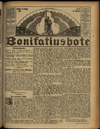 Erste Ausgabe vom Sonntag, den 19. August 1928.