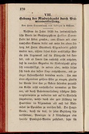 VIII. Hebung der Rindviehzucht durch Prämienvertheilung