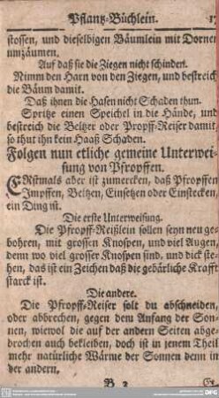 Folgen nun etliche gemeine Unterweisung von Pfropffen.