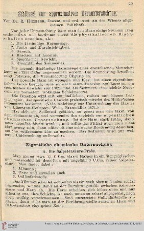 Schlüssel zur approximativen Harnuntersuchung