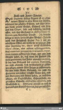 XV. Fluß- und Fieber-Tinctur