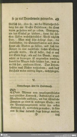 V. Bemerkungen über die Hundswuth