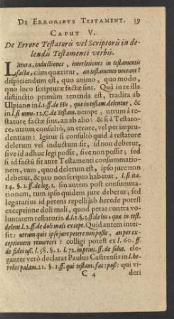 Caput V. De Errore Testatoris vel Scriptoris in delendis ...