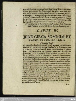 Caput IV. De Iure Circa Somnum Et Somnia In Contractibus