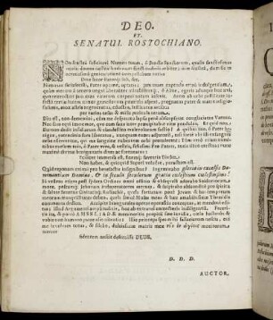 Deo Et Senatui Rostochiano.