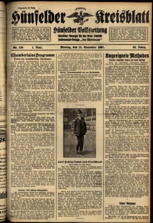 Erste Ausgabe vom Montag, den 15. November 1937.