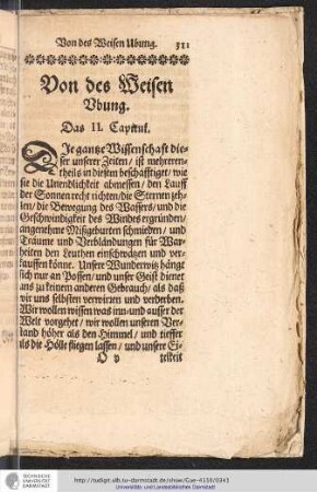 Von des Weisen Ubung. Das II. Capitul.