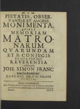 Pietatis, Observantiae et Amoris Monimenta