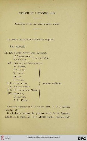 Séance du 7 février 1896