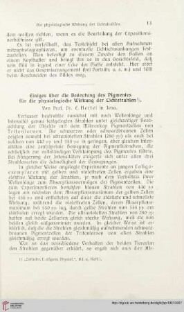 21: Einiges über die Bedeutung des Pigmentes für die physiologische Wirkung der Lichtstrahlen