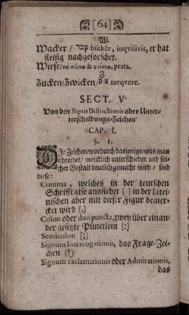 Sect. V. Von den Signis Distinctionis oder Unterscheidungs-Zeichen.