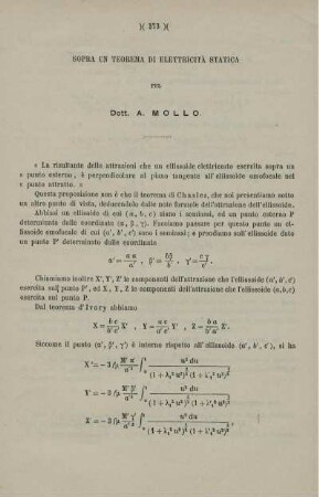 Sopra un teorema di elettricità statica.