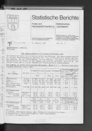Das Bauhauptgewerbe in Hamburg im November 1974 : Lfd. Nr. 3
