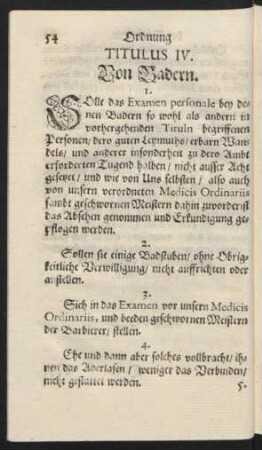 Titulus IV. Von Badern.