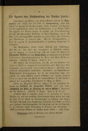 Die Agentur oder Buchhandlung des Rauhen Hauses.