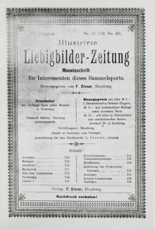 IV. Jahrgang. No. 12 (Lfd. No. 48). (Hamburg, 1. Dezember 1899.)
