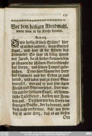 Vor dem heiligen Abendmahl, wenn man in die Kirche kommt.