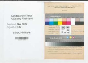 Entnazifizierung Hermann Stock , geb. 00.00.0000 (Hauptmann)