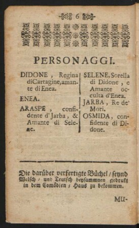 Personaggi = Vorstellende Personen