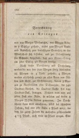 Berechnung des Ertrages