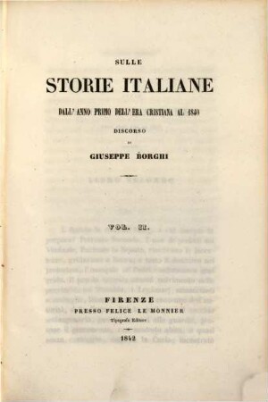 Sulle storie italiane dall'anno primo dell'era cristiana al 1840 : discorso, 2