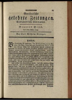 Neuntes Stück, den 1ten März 1794.