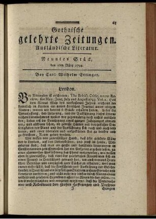 Neuntes Stück, den 1ten März 1794.