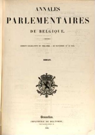 Annales parlementaires de Belgique. Session législative. 1855/56