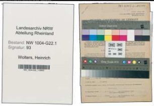 Entnazifizierung Heinrich Wolters , geb. 06.01.1901 (Kaufm.Angestellter)