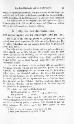 Das Freihafengebiet und die Zollgrenzen 1868 bis 1894.