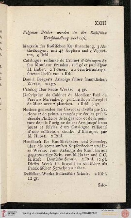 Folgende Bücher werden in der Rostischen Kunsthandlung verkauft